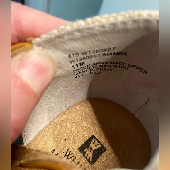 White Mountain Mamba Wedge Espadrille Blue/White Stripe Leather Ankle Strap 11 M - Picture 8 of 10